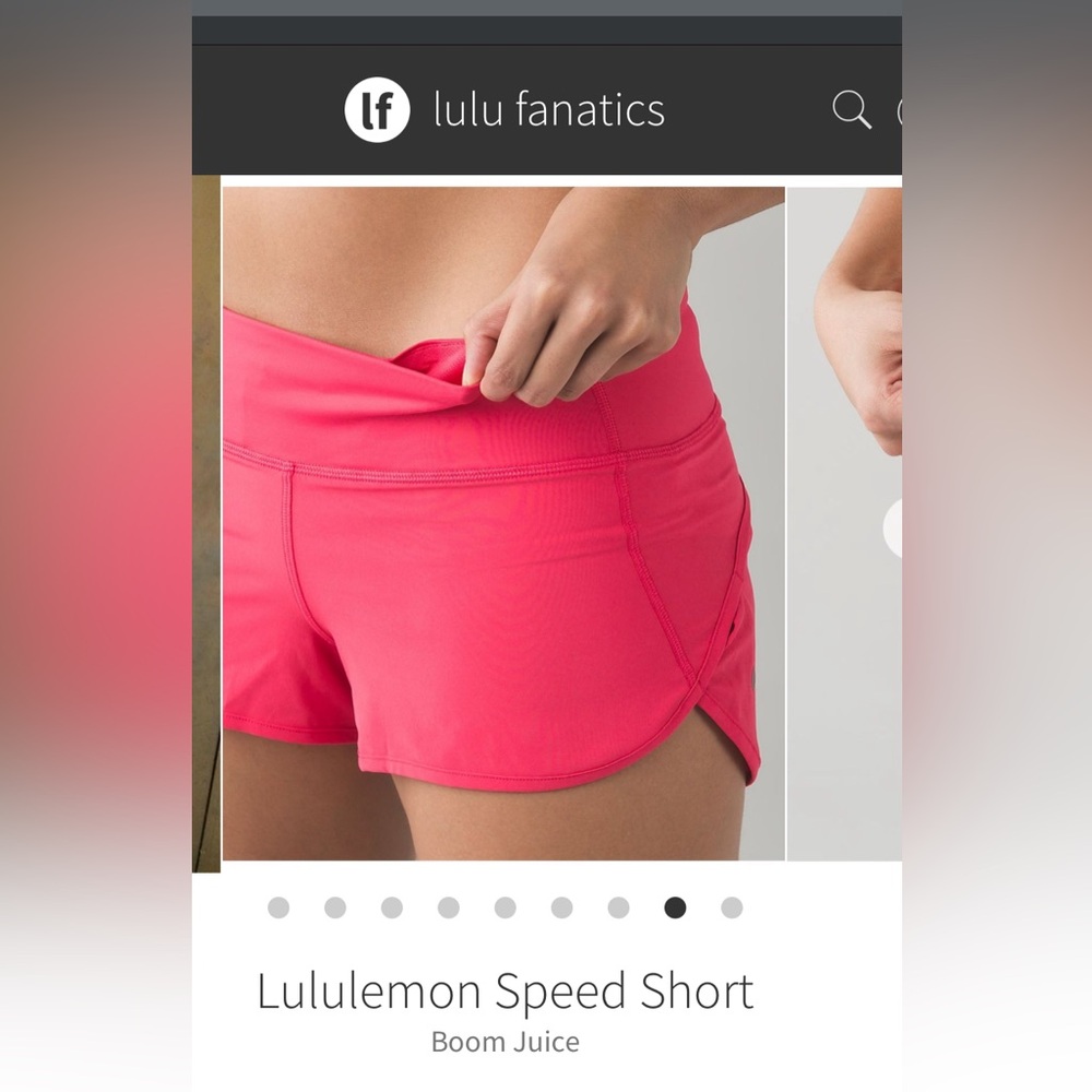 GUC Lululemon Speed Shorts in Boom Juice (hot pink), low rise, 2.5” inseam, Sz 8